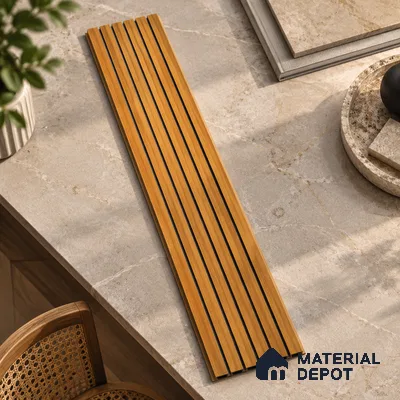 Brown Wooden Louver PN 01643 8 ft x 12 inch Charcoal Panel - 6 mm | Suitable for Feature Wall, TV Unit & Living Room | Width is Subjected to 5% Variation