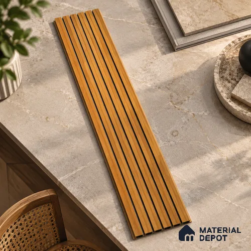 Brown Wooden Louver PN 01643 8 ft x 12 inch Charcoal Panel - 6 mm | Suitable for Feature Wall, TV Unit & Living Room | Width is Subjected to 5% Variation