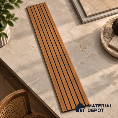 Brown Wooden Louver PN 01645 8 ft x 12 inch Charcoal Panel - 6 mm | Suitable for Feature Wall, TV Unit & Living Room | Width is Subjected to 5% Variation