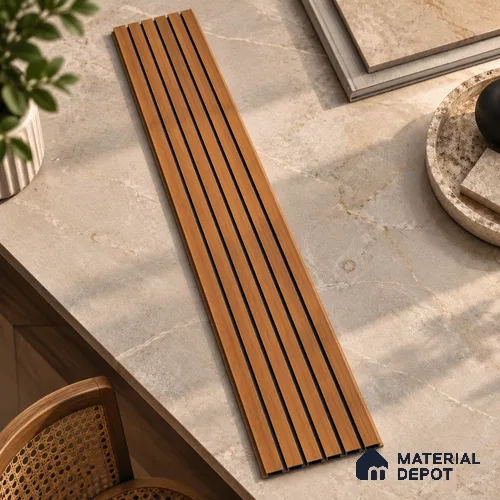 Brown Wooden Louver PN 01645 8 ft x 12 inch Charcoal Panel - 6 mm | Suitable for Feature Wall, TV Unit & Living Room | Width is Subjected to 5% Variation