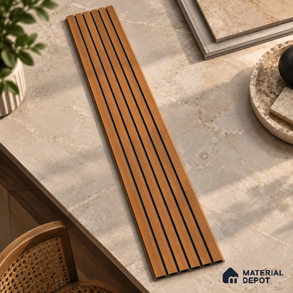 Brown Wooden Louver PN 01645 8 ft x 12 inch Charcoal Panel - 6 mm | Suitable for Feature Wall, TV Unit & Living Room | Width is Subjected to 5% Variation