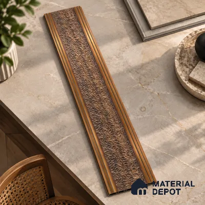 Brown Patterned Louver PN 01647 8 ft x 12 inch Charcoal Panel - 6 mm | Suitable for Feature Wall, TV Unit & Living Room | Width is Subjected to 5% Variation