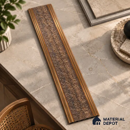 Brown Patterned Louver PN 01647 8 ft x 12 inch Charcoal Panel - 6 mm | Suitable for Feature Wall, TV Unit & Living Room | Width is Subjected to 5% Variation
