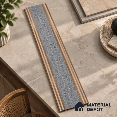 Grey Patterned Louver PN 01648 8 ft x 12 inch Charcoal Panel - 6 mm | Suitable for Feature Wall, TV Unit & Living Room | Width is Subjected to 5% Variation