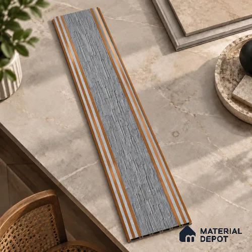 Grey Patterned Louver PN 01648 8 ft x 12 inch Charcoal Panel - 6 mm | Suitable for Feature Wall, TV Unit & Living Room | Width is Subjected to 5% Variation