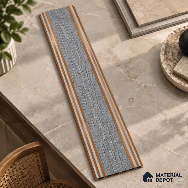 Grey Patterned Louver PN 01648 8 ft x 12 inch Charcoal Panel - 6 mm | Suitable for Feature Wall, TV Unit & Living Room | Width is Subjected to 5% Variation