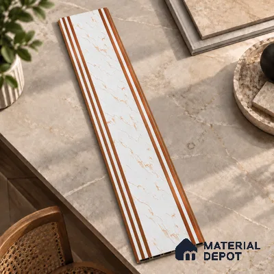 White Marble Louver PN 01649 8 ft x 12 inch Charcoal Panel - 6 mm | Suitable for Feature Wall, TV Unit & Living Room | Width is Subjected to 5% Variation