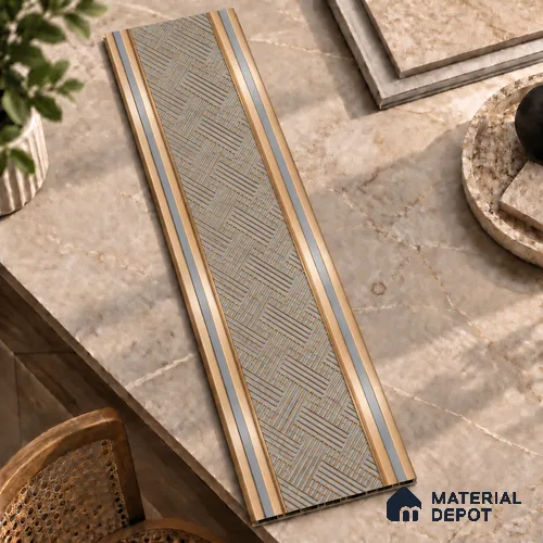 Brown Patterned Louver PN 01652 8 ft x 12 inch Charcoal Panel - 6 mm | Suitable for Feature Wall, TV Unit & Living Room | Width is Subjected to 5% Variation