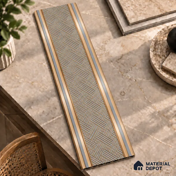 Brown Patterned Louver PN 01652 8 ft x 12 inch Charcoal Panel - 6 mm | Suitable for Feature Wall, TV Unit & Living Room | Width is Subjected to 5% Variation