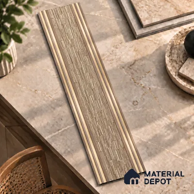 Brown Patterned Louver PN 01653 8 ft x 12 inch Charcoal Panel - 6 mm | Suitable for Feature Wall, TV Unit & Living Room | Width is Subjected to 5% Variation