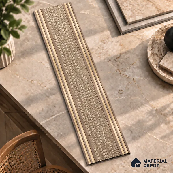 Brown Patterned Louver PN 01653 8 ft x 12 inch Charcoal Panel - 6 mm | Suitable for Feature Wall, TV Unit & Living Room | Width is Subjected to 5% Variation