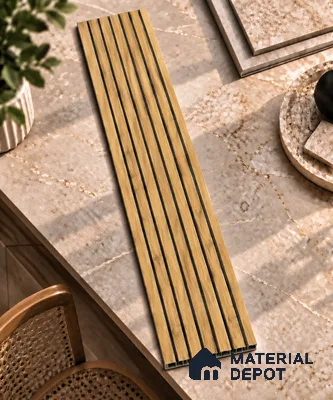Brown Wooden Louver PN 01658 8 ft x 12 inch Charcoal Panel - 6 mm | Suitable for Feature Wall, TV Unit & Living Room | Width is Subjected to 5% Variation