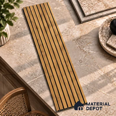 Brown Wooden Louver PN 01659 8 ft x 12 inch Charcoal Panel - 6 mm | Suitable for Feature Wall, TV Unit & Living Room | Width is Subjected to 5% Variation