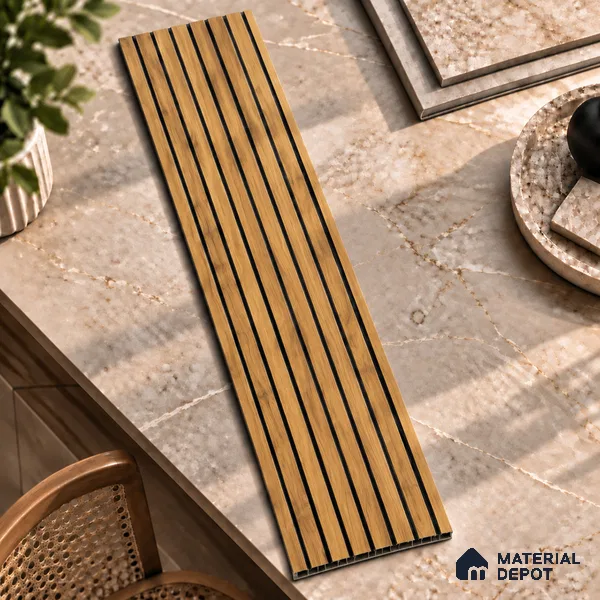 Brown Wooden Louver PN 01659 8 ft x 12 inch Charcoal Panel - 6 mm | Suitable for Feature Wall, TV Unit & Living Room | Width is Subjected to 5% Variation