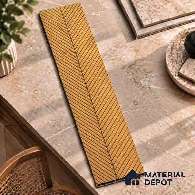 Brown Patterned Louver PN 02874 8 ft x 12 inch Charcoal Panel - 4 mm | Suitable for Feature Wall, TV Unit & Living Room | Width is Subjected to 5% Variation