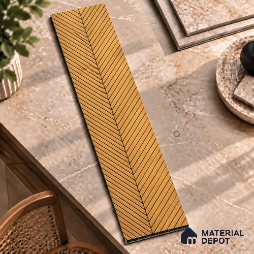 Brown Patterned Louver PN 02874 8 ft x 12 inch Charcoal Panel - 4 mm | Suitable for Feature Wall, TV Unit & Living Room | Width is Subjected to 5% Variation