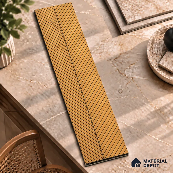 Brown Patterned Louver PN 02874 8 ft x 12 inch Charcoal Panel - 4 mm | Suitable for Feature Wall, TV Unit & Living Room | Width is Subjected to 5% Variation