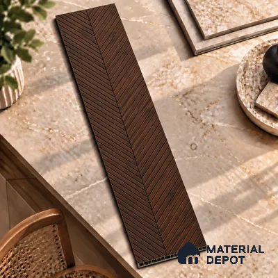 Brown Patterned Louver PN 02875 8 ft x 12 inch Charcoal Panel - 4 mm | Suitable for Feature Wall, TV Unit & Living Room | Width is Subjected to 5% Variation