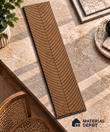 Brown Patterned Louver PN 02879 8 ft x 12 inch Charcoal Panel - 4 mm | Suitable for Feature Wall, TV Unit & Living Room | Width is Subjected to 5% Variation