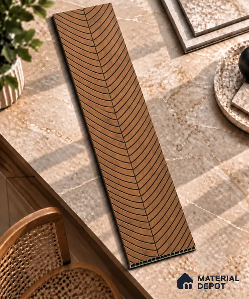 Brown Patterned Louver PN 02879 8 ft x 12 inch Charcoal Panel - 4 mm | Suitable for Feature Wall, TV Unit & Living Room | Width is Subjected to 5% Variation