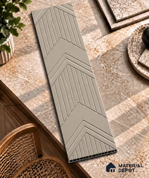 Grey Patterned Look HDHMR Decorative Wall Panel PN 03000 8 ft x 2 ft - 6 mm | Suitable for Feature Wall, TV Unit & Living Room | Width is Subjected to 5% Variation