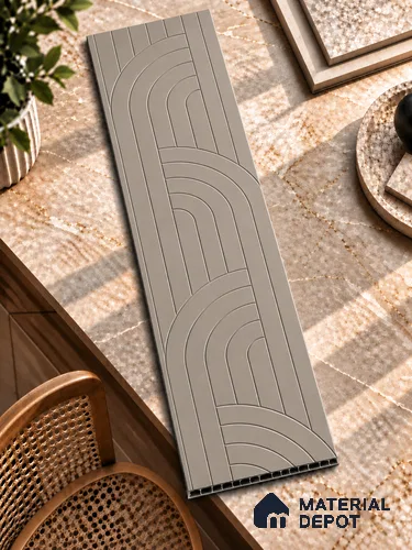 Beige Patterned look PN 03001 Polymer Coated HDHMR Decorative Wall Panel | 8 ft x 2 ft | 6 - mm | Width is Subjected to 5% Variation