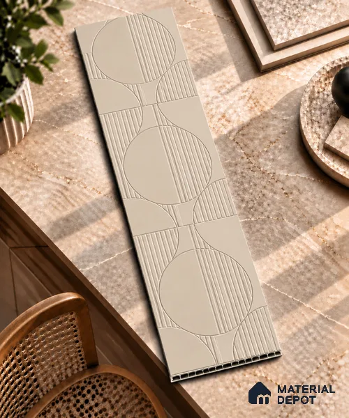 Grey Patterned Look HDHMR Decorative Wall Panel PN 03002 8 ft x 2 ft - 6 mm | Suitable for Feature Wall, TV Unit & Living Room | Width is Subjected to 5% Variation