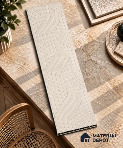 Beige Patterned Look HDHMR Decorative Wall Panel PN 03004 C 8 ft x 2 ft - 6 mm | Suitable for Feature Wall, TV Unit & Living Room | Width is Subjected to 5% Variation