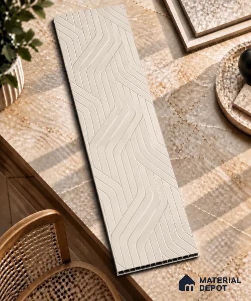 Beige Patterned Look HDHMR Decorative Wall Panel PN 03004 C 8 ft x 2 ft - 6 mm | Suitable for Feature Wall, TV Unit & Living Room | Width is Subjected to 5% Variation