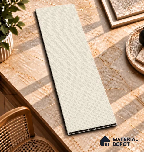 Cream Patterned Look Charcoal Decorative Wall Panel PN 03817 8 ft x 2 ft - 4 mm | Suitable for Feature Wall, TV Unit & Living Room | Width is Subjected to 5% Variation