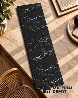 Black Marble Look Charcoal Decorative Wall Panel 8 ft x 2 ft 4 mm | Ideal For Feature Wall, Living Room, Bedroom, Home, Office | PN 03820 | Width is Subjected to 5% Variation