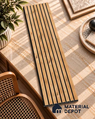 Brown Wooden Louver PN 05554 9.5 ft x 12 inch Charcoal Panel - 6 mm | Suitable for Feature Wall, TV Unit & Living Room | Width is Subjected to 5% Variation