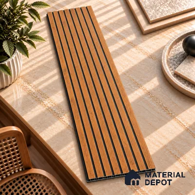 Brown Wooden Louver PN 05560 9.5 ft x 12 inch Charcoal Panel - 6 mm | Suitable for Feature Wall, TV Unit & Living Room | Width is Subjected to 5% Variation
