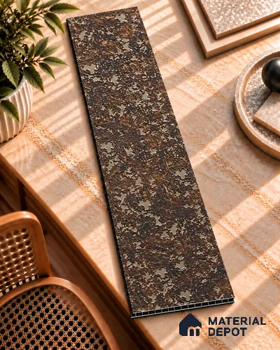 Brown Metallic Look Charcoal Decorative Wall Panel PN 05563 8 ft x 2 ft - 4 mm | Suitable for Feature Wall, TV Unit & Living Room | Width is Subjected to 5% Variation