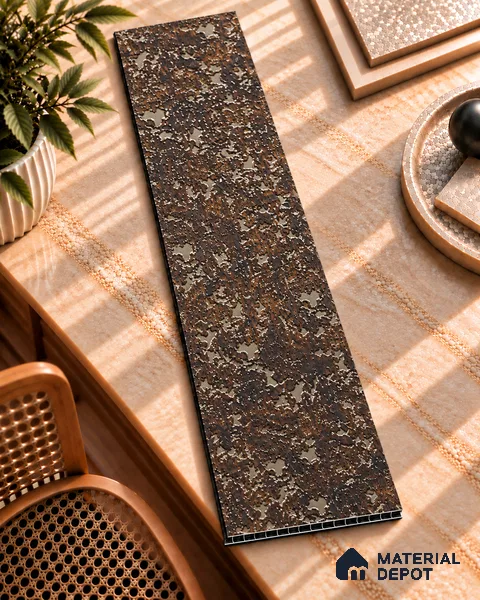 Brown Metallic Look Charcoal Decorative Wall Panel PN 05563 8 ft x 2 ft - 4 mm | Suitable for Feature Wall, TV Unit & Living Room | Width is Subjected to 5% Variation