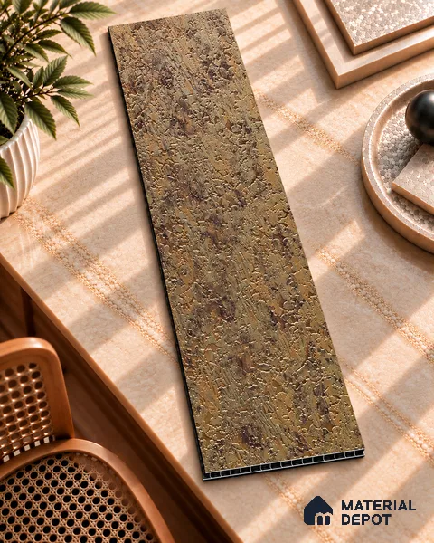Brown Stone Look Charcoal Decorative Wall Panel PN 05564 8 ft x 2 ft - 4 mm | Suitable for Feature Wall, TV Unit & Living Room | Width is Subjected to 5% Variation