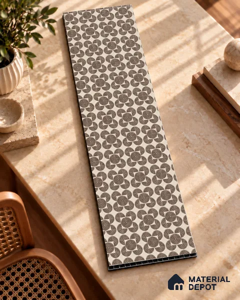Brown Geometric Look Charcoal Decorative Wall Panel PN 05565 8 ft x 2 ft - 4 mm | Suitable for Feature Wall, TV Unit & Living Room | Width is Subjected to 5% Variation