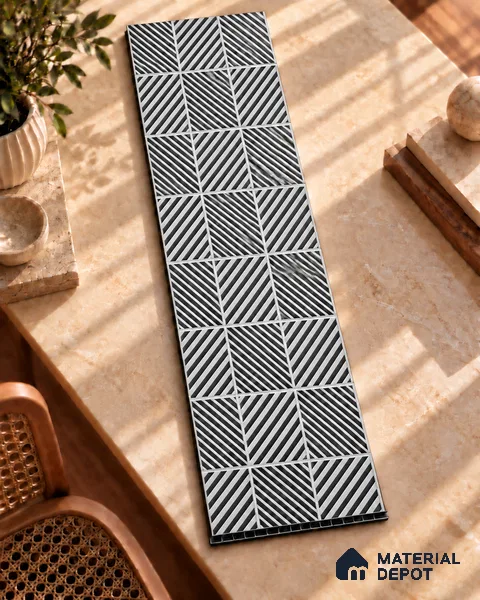 Grey Patterned Look Charcoal Decorative Wall Panel PN 05571 8 ft x 2 ft - 4 mm | Suitable for Feature Wall, TV Unit & Living Room | Width is Subjected to 5% Variation