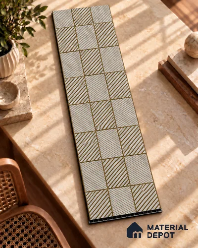 Beige Patterned Look Charcoal Decorative Wall Panel 8 ft x 2 ft 4 mm | Ideal For Feature Wall, Living Room, Bedroom, Home, Office | PN 05572 | Width is Subjected to 5% Variation