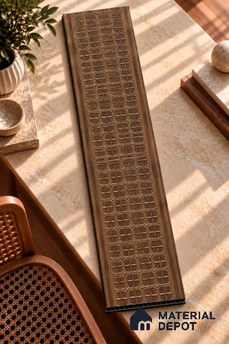 Brown Patterned Look Charcoal Decorative Wall Panel PN 05636 8 ft x 1 ft - 7 mm | Suitable for Feature Wall, TV Unit & Living Room | Width is Subjected to 5% Variation