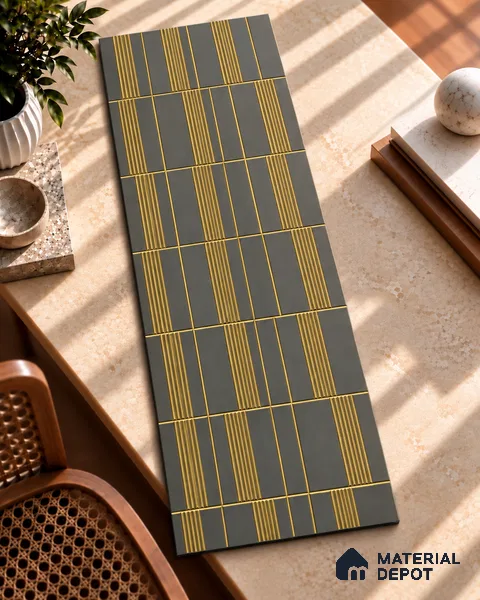 Gold Luxury Look Charcoal Decorative Wall Panel PN 05657 8 ft x 2 ft - 4 mm | Suitable for Feature Wall, TV Unit & Living Room | Width is Subjected to 5% Variation