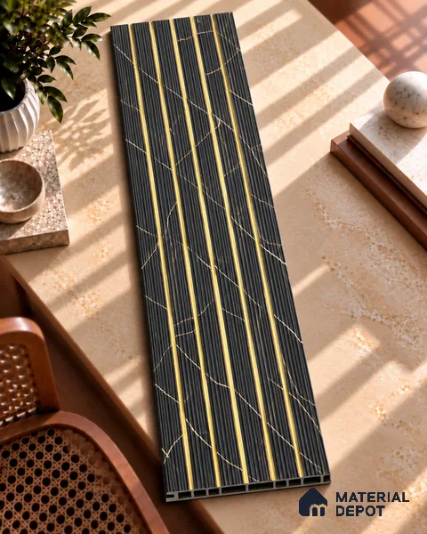 Black Marble Look PN 05788 9.5 ft x 7.8 inch Charcoal Panel - 12 mm | Suitable for Feature Wall, TV Unit & Living Room | Width is Subjected to 5% Variation
