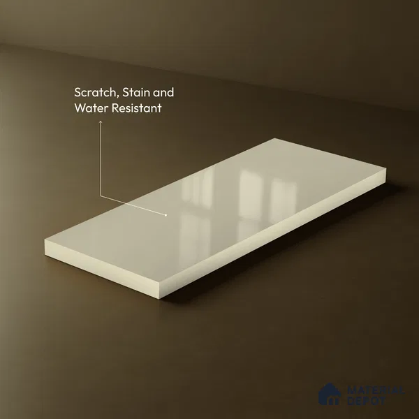 Light Cream Solid Colors Look LM 11972 8 ft x 4 ft High Gloss Finish Decorative Laminate - 1 mm | Suitable for Living Room, Kitchen, Office