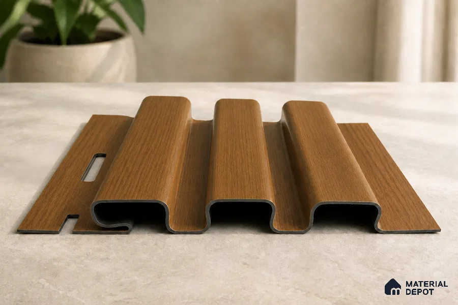 Oak Wood Ocre 10 ft x 0.5 ft (3060x150 mm) Linea Design Interior & Exterior Wall & Ceiling Panel - 15 mm | Suitable for Balcony, Facade & Open Area | Width is Subjected to 5% Variation