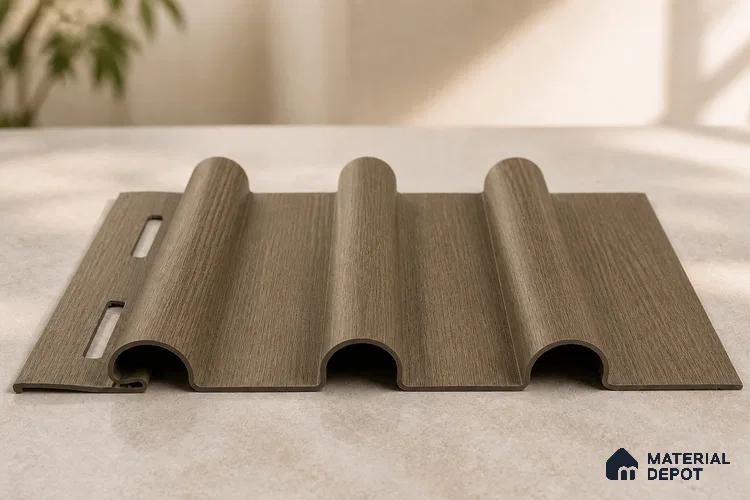 Spiced Walnut 10 ft x 0.6 ft (3060x180 mm) Arch Design Interior & Exterior Wall & Ceiling Panel - 17 mm | Suitable for Balcony, Facade & Open Area | Width is Subjected to 5% Variation