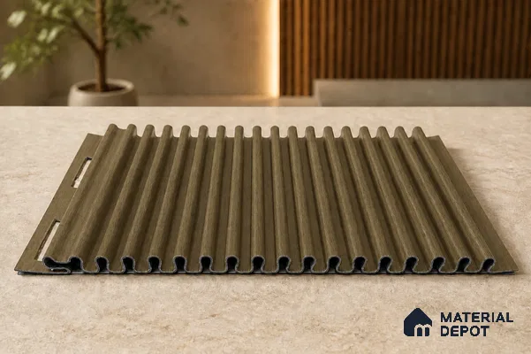 Spiced Walnut 10 ft x 0.68 ft (3060x208 mm) Curve Design Interior & Exterior Wall & Ceiling Panel - 10 mm | Suitable for Balcony, Facade & Open Area | Width is Subjected to 5% Variation