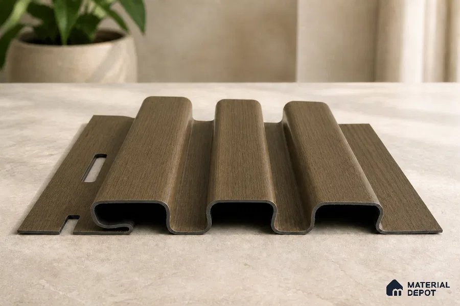 Spiced Walnut 10 ft x 0.5 ft (3060x150 mm) Linea Design Interior & Exterior Wall & Ceiling Panel - 15 mm | Suitable for Balcony, Facade & Open Area | Width is Subjected to 5% Variation