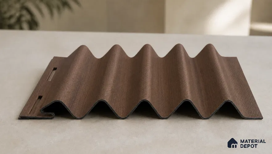 Mahogany 10 ft x 0.45 ft (3060x140 mm) Pyramid Design Interior & Exterior Wall & Ceiling Panel - 14 mm | Suitable for Balcony, Facade & Open Area | Width is Subjected to 5% Variation