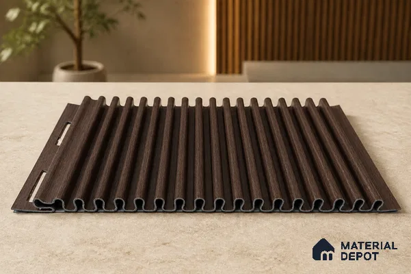 Mahogany 10 ft x 0.68 ft (3060x208 mm) Curve Design Interior & Exterior Wall & Ceiling Panel - 10 mm | Suitable for Balcony, Facade & Open Area | Width is Subjected to 5% Variation