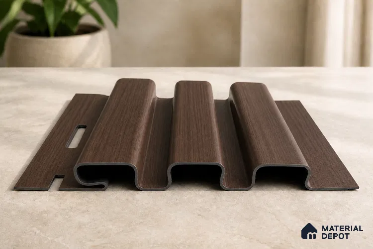 Mahogany 10 ft x 0.5 ft (3060x150 mm) Linea Design Interior & Exterior Wall & Ceiling Panel - 15 mm | Suitable for Balcony, Facade & Open Area | Width is Subjected to 5% Variation